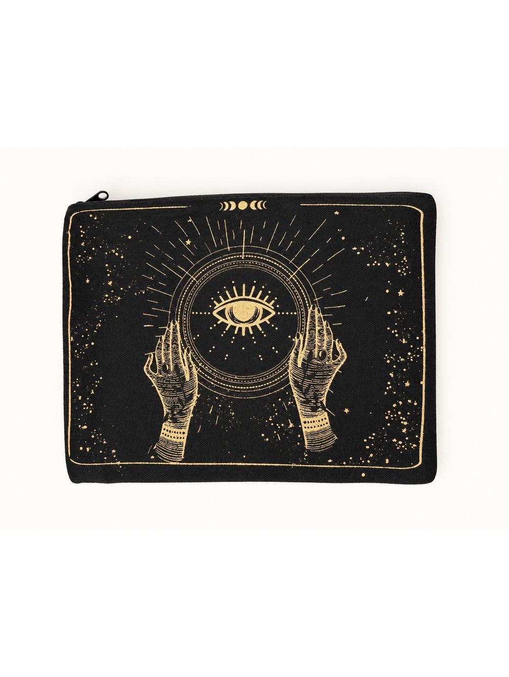 Black & Gold Celestial Eye Zipper Pouch — New